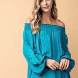 Emerald Off the Shoulder Feminine Blouse